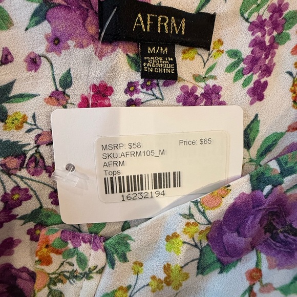 AFRM Rent the Runway Multicolor Floral Camisole Top with Gold Tassles - Picture 5 of 7